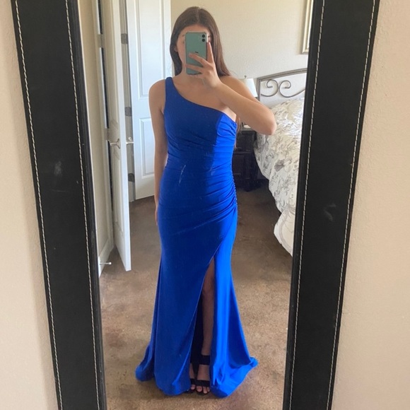 joann’s Dresses Size 6 Joanns Prom Dress Blue One Shoulder Poshmark